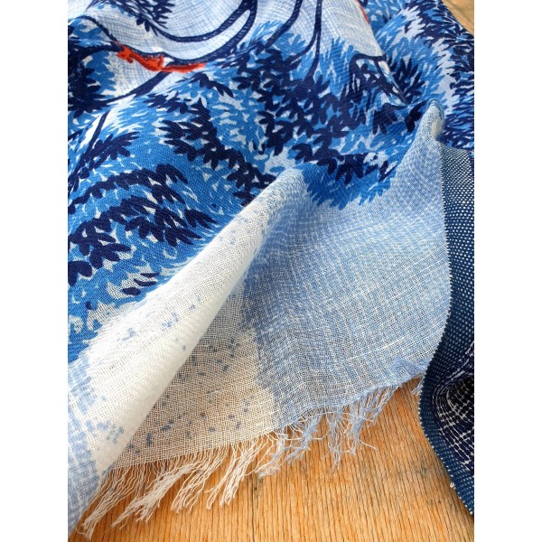 Inoui Editions lino ir medvilnės skara AMBROISE DUCK BLUE